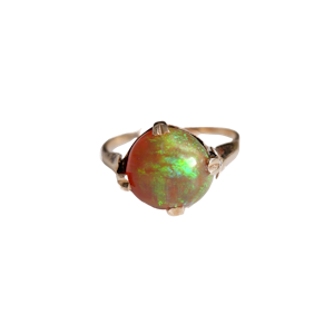 Single opal gold set ring