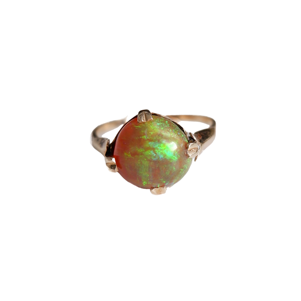 Single opal gold set ring - image 1