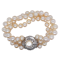 Diamond and pearl bracelet with fancy diamond clasp. Diamonds 3.0 cts. total est. - image 1