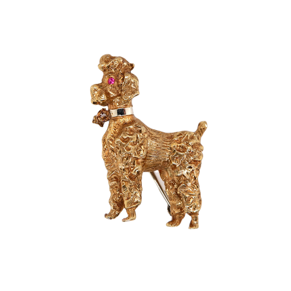 18 ct. gold poodle brooch with ruby eyes - image 1