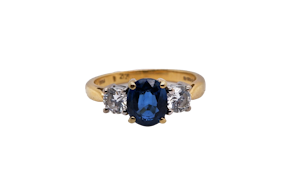 Vintage 3 stone diamond and sapphire ring