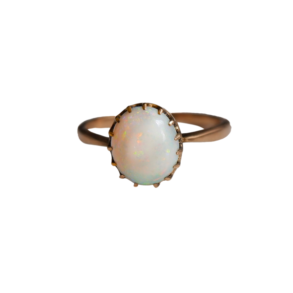 Vintage solitaire opal gold ring - image 1