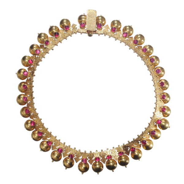 Vintage Indian Ruby And Gold Spheres Necklace - image 1