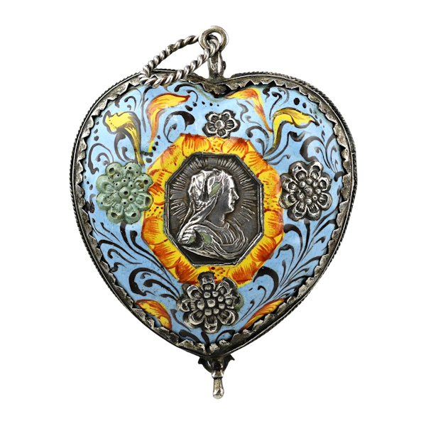 Silver and enamelled pendant in the form of a heart. German, late 17th century. - image 1