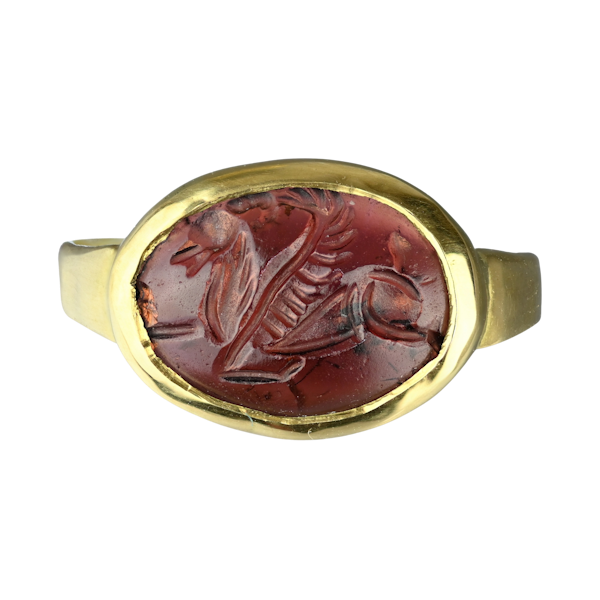 Gold ring with a garnet intaglio of Pegasus. Sasanian, 3rd - 7th century AD. - image 1