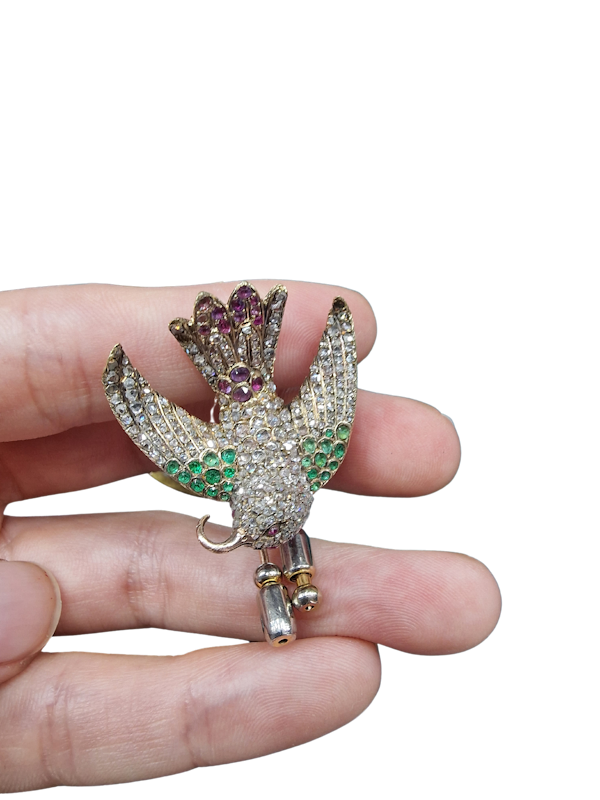 Victorian Diamond bird brooch - image 1