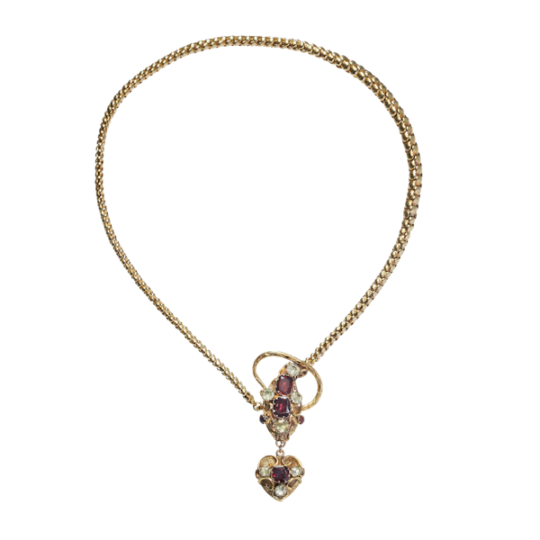 Antique Garnet, Beryl And Gold Snake Necklace, Circa 1840 - image 1
