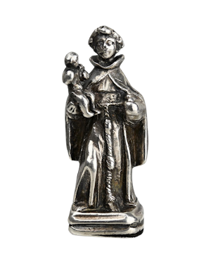 Silver pendant of Saint Anthony. Spanish or Colonial, early 17th century.