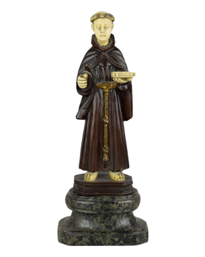 Ivory and wood sculpture of Saint Anthony. Hispano-Philippine, 18th century.