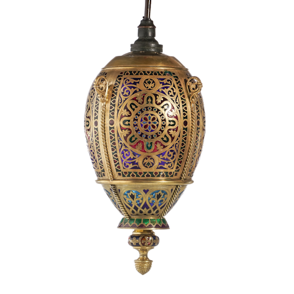 Antique Russian sliver guild and pique-à-jour enamel lamp, Moscow c.1890 - image 1