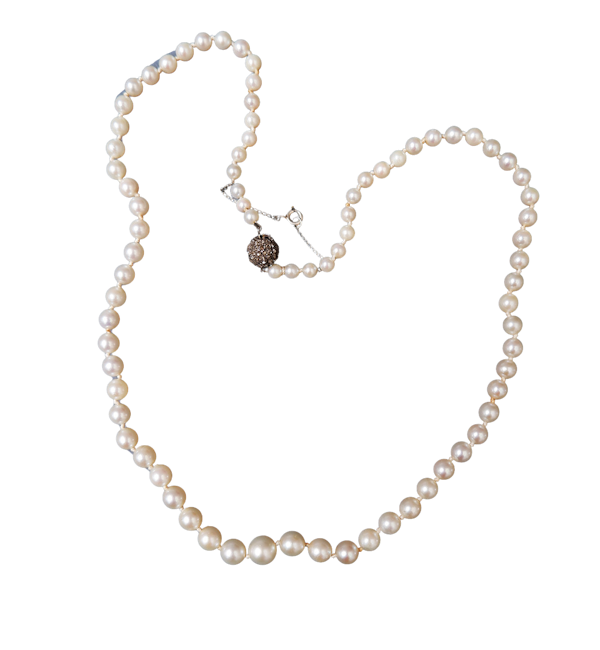 Cultured pearl necklace with "disco ball" diamond clasp - image 1