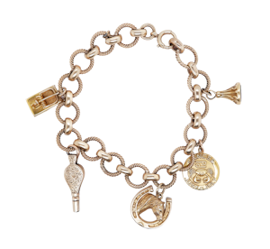 Victorian 9 ct. gold fancy link bracelet with charms