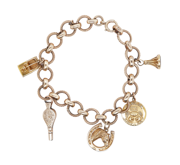 Victorian 9 ct. gold fancy link bracelet with charms - image 1