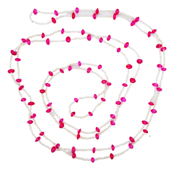 Natural pearl and Burma ruby beads extra long necklace - image 1