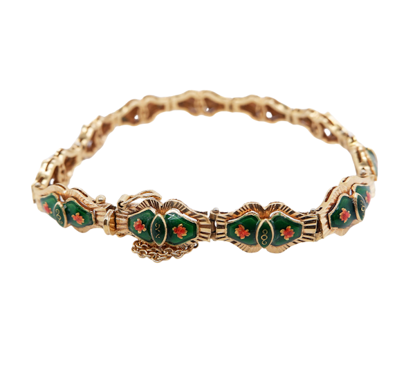 Antique 18 ct. multicoloured enamel bracelet - image 1