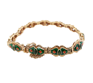 Antique 18 ct. multicoloured enamel bracelet