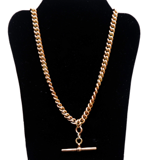 Antique 9 ct. rose gold double "Albert"  curb link necklace