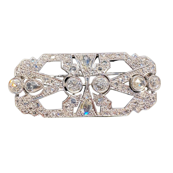 Art Deco Diamond Brooch - image 1