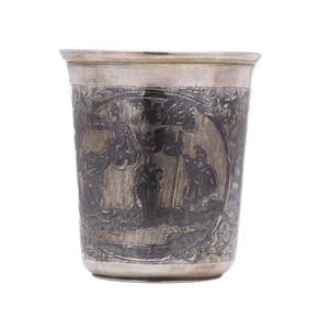 Russian silver niello beaker, Moscow 1849