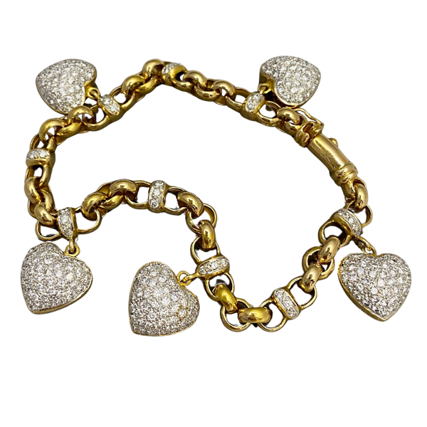Diamond Heart Bracelet in 18ct Gold date circa 1960, SHAPIRO & Co since1979 - image 1
