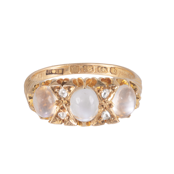 A Gold Diamond Moonstone Ring - image 1
