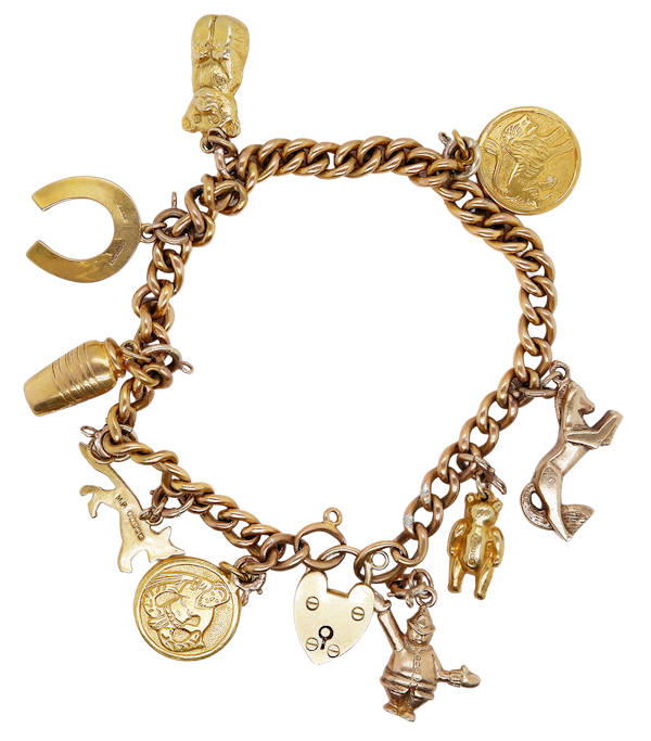 9 ct. gold Victorian charm bracelet - image 1