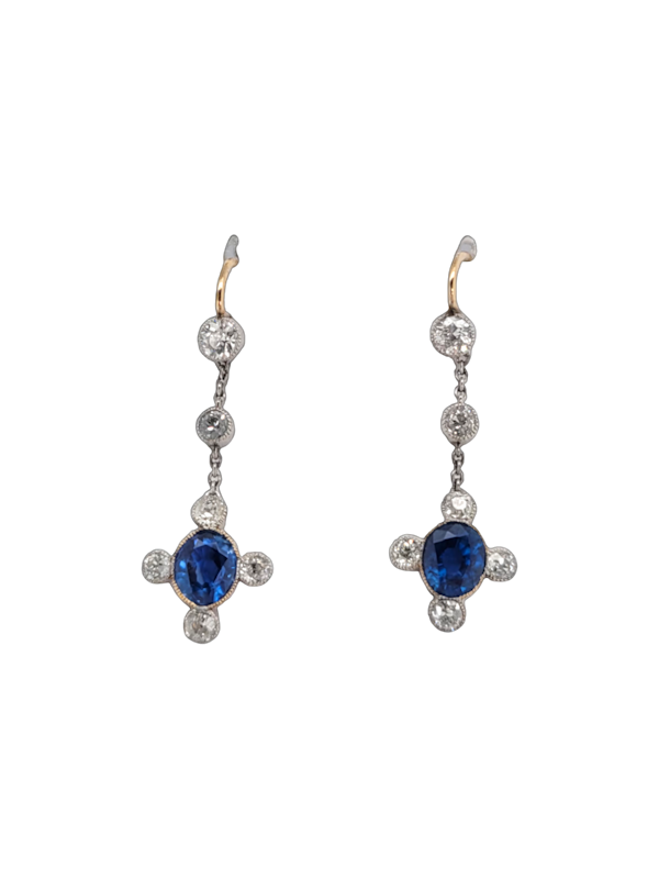 Edwardian sapphire and diamond earrings SKU: 6825 DBGEMS - image 1