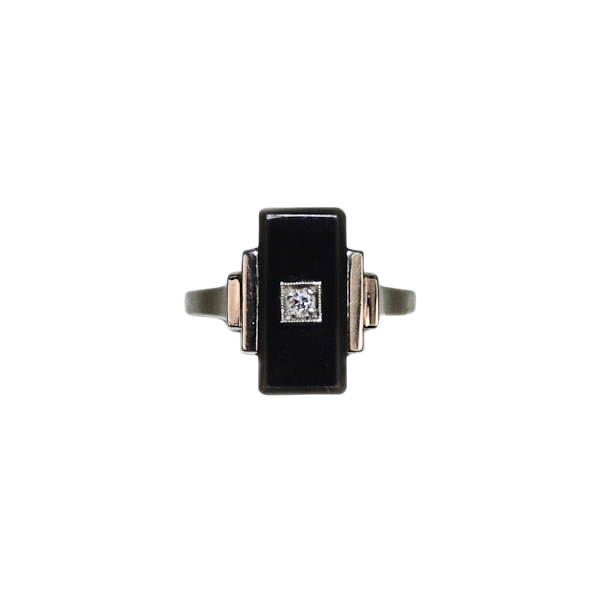 A Deco Onyx Diamond Ring - image 2