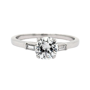 Vintage Solitaire Diamond and Platinum Ring, 0.81 Carats, Circa 1940