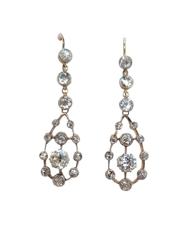 Antique diamond drop earrings SKU: 6852 DBGEMS - image 1