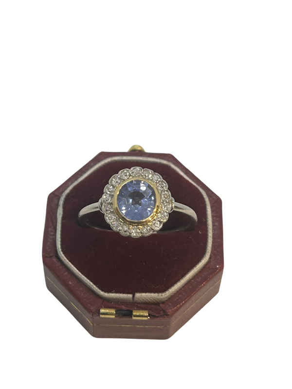 Lovely and cute Art Deco French sapphire diamond engagement ring at Deco&Vintage Ltd - image 1