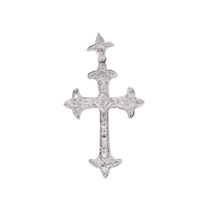 Retro 14 ct. white gold  and diamond cross