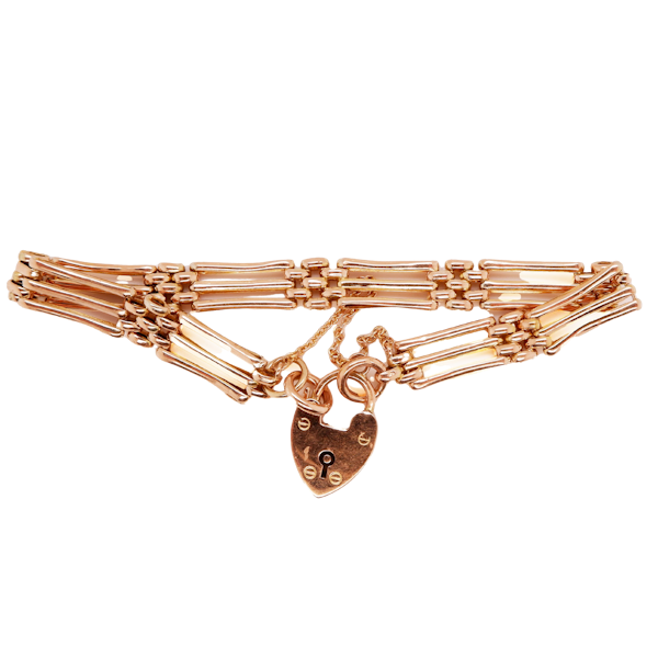 Victorian rose gold slim gate bracelet - image 1