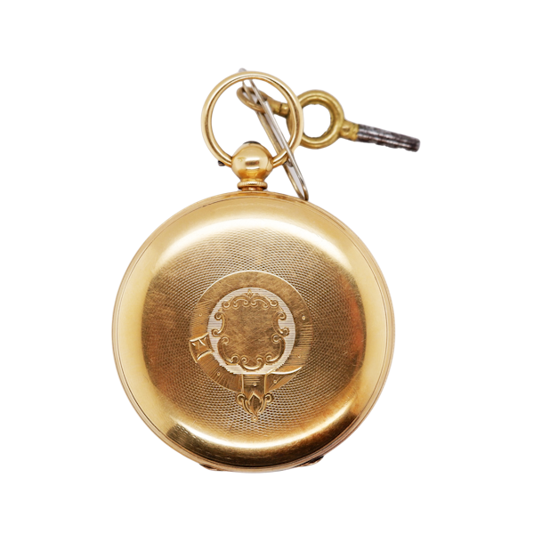 Antique 18 ct. gold key-wind pocket watch  with a key and in full working order - image 1