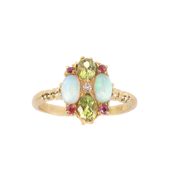An Opal Peridot Diamond Ruby Ring - image 1