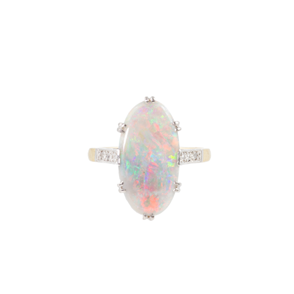 An Art Deco Harlequin Opal Ring - image 1