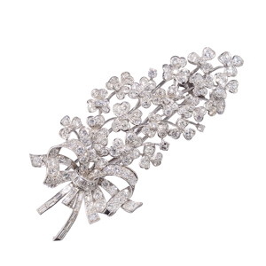Vintage Diamond And White Gold Lilac Flower Brooch, Circa 1950