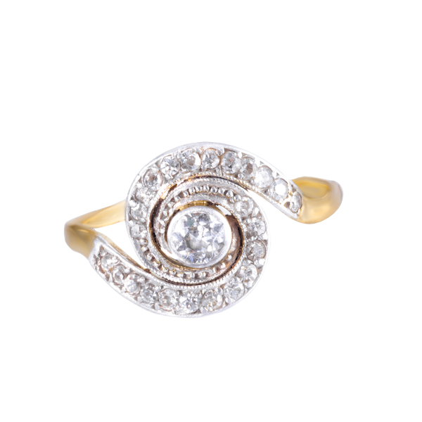 An Edwardian Diamond Swirl Ring - image 1