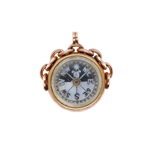 Antique 9 ct. gold compass/bloodstone fob