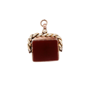 Victorian 9 ct. gold rectangular shape bloodstone and carnelian fob