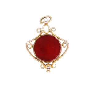 Victorian 9 ct. gold and carnelian one sided fob