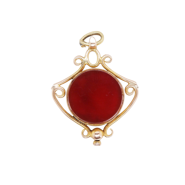Victorian 9 ct. gold and carnelian one sided fob - image 1