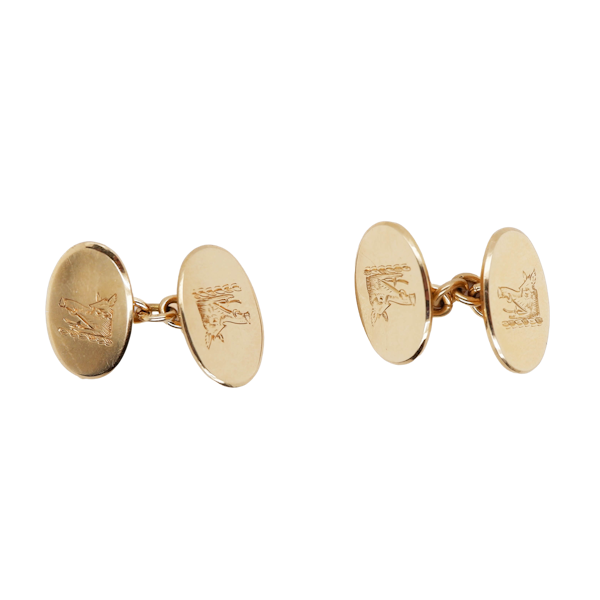 Antique 18 ct. gold crested engraved cufflinks - image 1
