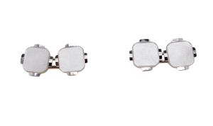 Vintage  9 ct. white gold  and mother of pearl rectangular Art Deco cufflinks