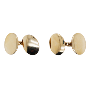 Antique 9 ct gold plain oval cufflinks