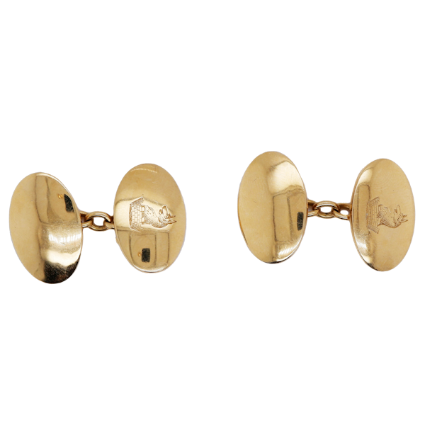 Antique 18 ct gold crested cufflinks - image 1