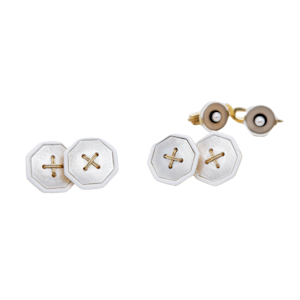 Art Deco 18ct. gold and enamel  cufflinks plus two matching studs