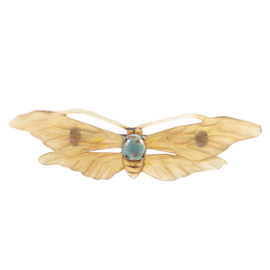 Art Nouveau French Moth Brooch in Horn and Turquoise | c.1900