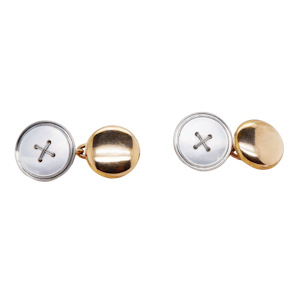 Antique 15 ct. gold mother of pearl round cufflinks
