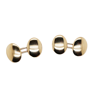 Antique 18 ct gold plain oval cufflinks
